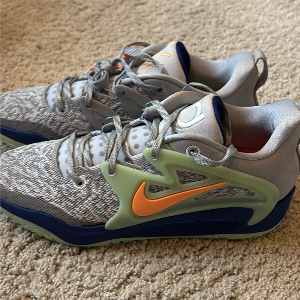 KD Nike Gray and Orange Athletic Shoes